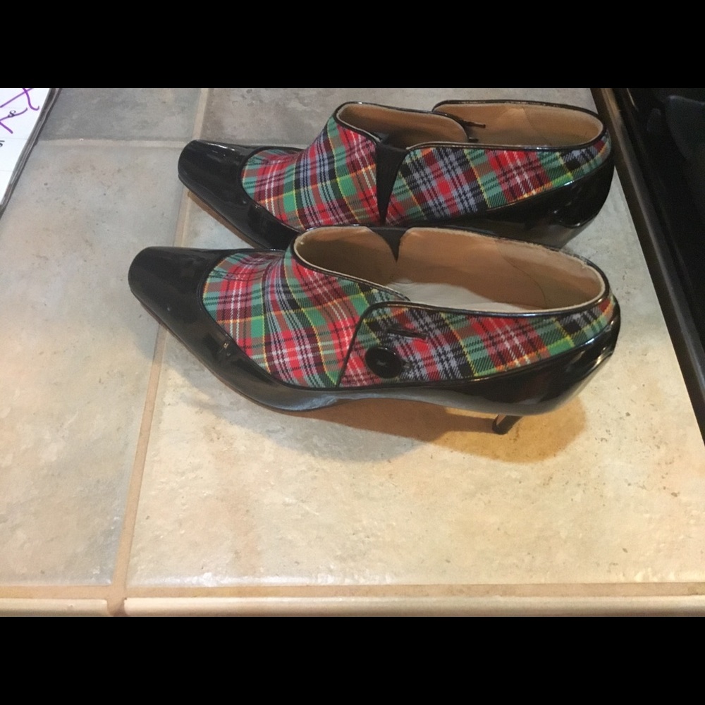 Manolo Blahnik Shoes Plaid & Patent Leather 39.5